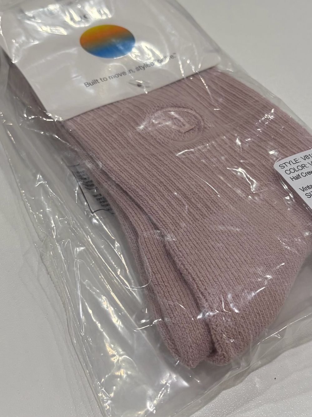 Vuori Women's Large Half Crew Sock Vintage Rose Pink NWT 4-Way Stretch - Picture 2 of 5